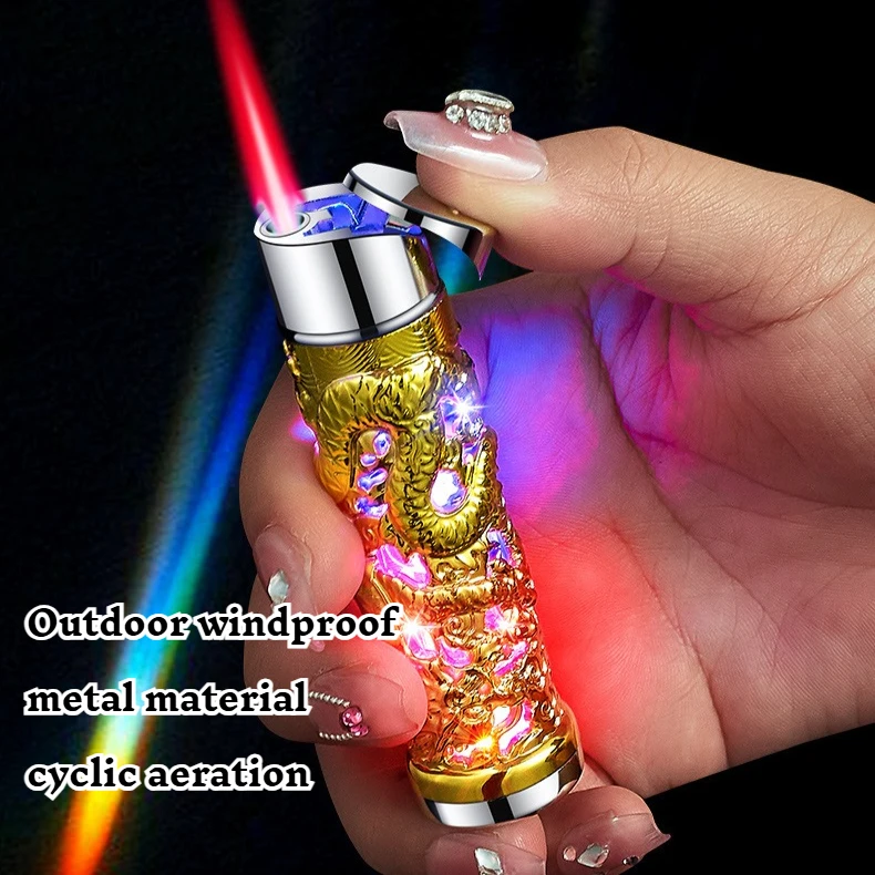 New Cylindrical Relief Dragon Colorful Red Flame Lighter Inflatable Windproof Personalized Creative Home Cigarette Accessories
New Cylindrical Relief Dragon Colorful Red Flame Lighter Inflatable Windproof Personalized Creative Home Cigarette Accessories