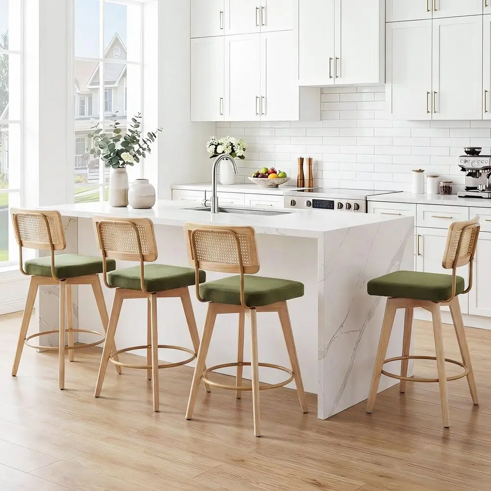 Natural Rattan Bar Stools, Swivel Solid Wood Counter Stool Set of 4, Upholstered Armless Bar Chairs with Wooden Legs for Kitche
Natural Rattan Bar Stools, Swivel Solid Wood Counter Stool Set of 4, Upholstered Armless Bar Chairs with Wooden Legs for Kitche