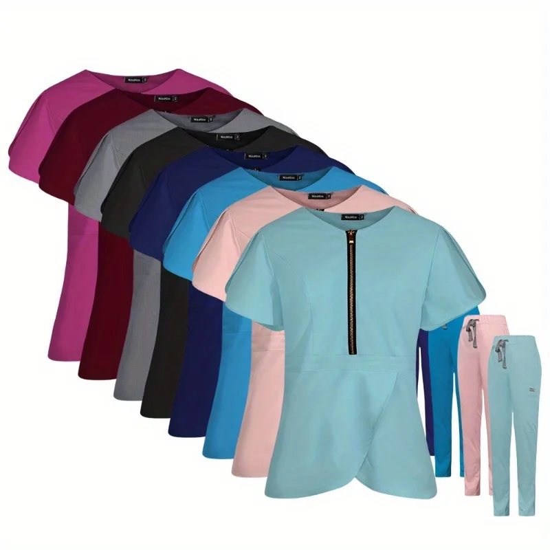 Women's V-neck Nurse Uniform, Brush Set, Elastic Short Sleeved Two-piece Workwear for Postpartum ICU Doctors and Nurses
Women's V-neck Nurse Uniform, Brush Set, Elastic Short Sleeved Two-piece Workwear for Postpartum ICU Doctors and Nurses