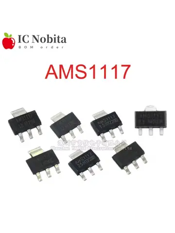 20 piezas AMS1117 1,2 V 1,5 V 1,8 V 2,5 V 3,3 V 5V ADJ LM1117 1117 regulador de voltaje lineal SOT223 IC nuevo