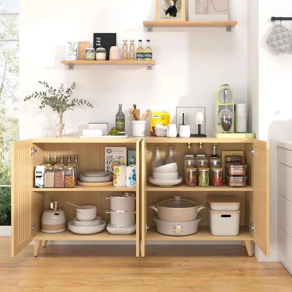 63" Buet Cabinet with Storage, Large Sideboard Kitchen Cabinet with 4 Do, Century ern Accent Crza Storage Wood w/Legs or Living
63" Buet Cabinet with Storage, Large Sideboard Kitchen Cabinet with 4 Do, Century ern Accent Crza Storage Wood w/Legs or Living