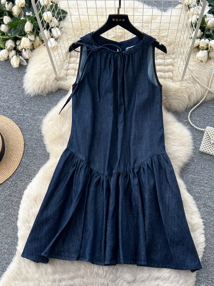 Women Vintage Blue Sleeveless Dress Elegant Vintage Dress Korean High Waist Denim A-line Cowboy Tank Dress for Women Summer 2026
Women Vintage Blue Sleeveless Dress Elegant Vintage Dress Korean High Waist Denim A-line Cowboy Tank Dress for Women Summer 2026