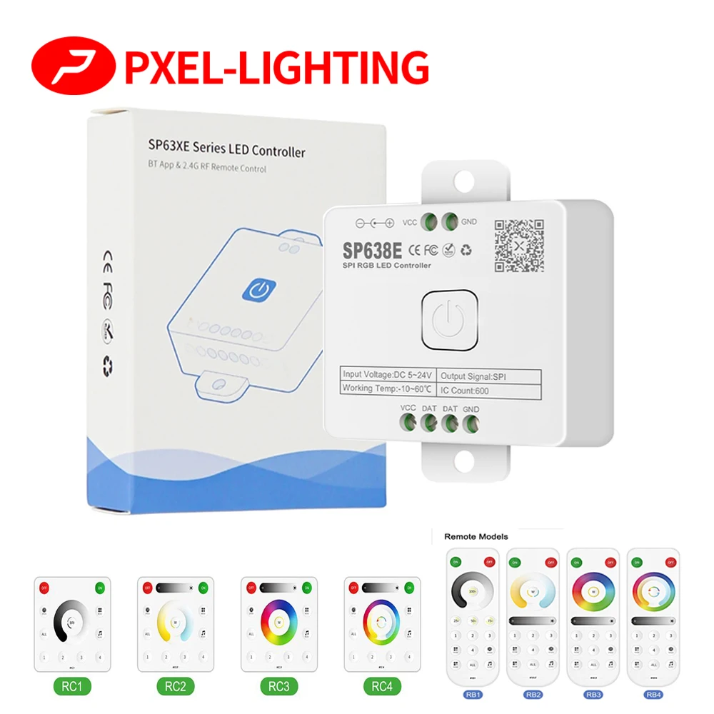 SP636E-SP639E фотоконтроллер SPI FCOB WS2812B RGB SK6812 RGBW фотолента Bluetooth-совместимая музыка IOS Android 2,4G 5V-24V
SP636E-SP639E фотоконтроллер SPI FCOB WS2812B RGB SK6812 RGBW фотолента Bluetooth-совместимая музыка IOS Android 2,4G 5V-24V