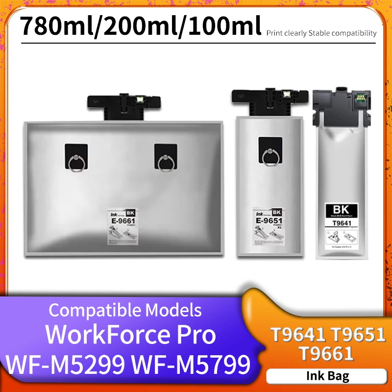 Compatible T9641 T9651 T9661 ink Cartridge Pigment ink Compatible For Epson WorkForce Pro WF-M5299DW WF-M5799DWF printer Ink Bag
Compatible T9641 T9651 T9661 ink Cartridge Pigment ink Compatible For Epson WorkForce Pro WF-M5299DW WF-M5799DWF printer Ink Bag