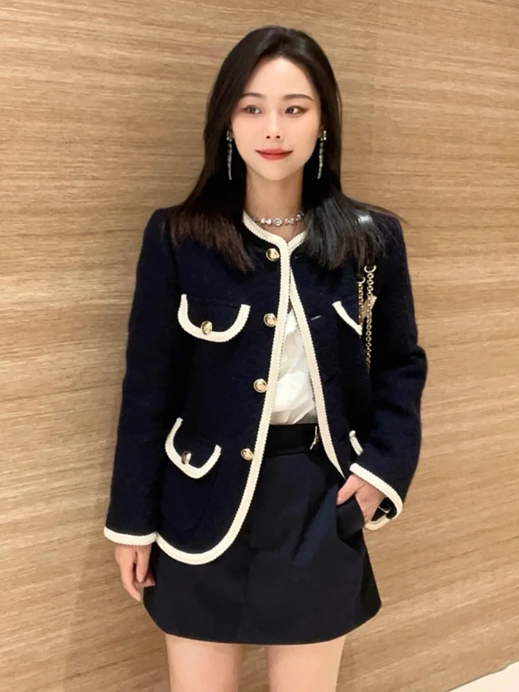 Elegant Early Spring Oversized Woolen Coat Women's Fashion Trimmed Lace Color Block Outerwear Warm Straight Cut Style
Elegant Early Spring Oversized Woolen Coat Women's Fashion Trimmed Lace Color Block Outerwear Warm Straight Cut Style