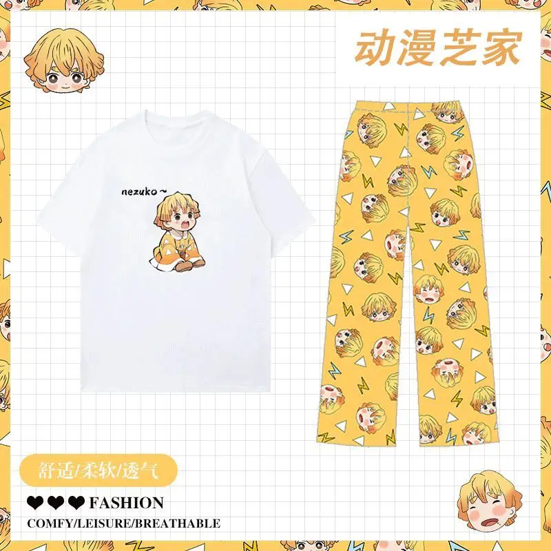 Anime Demon Slayer Pajama Cartoon Agatsuma Zenitsu Short Sleeves And Long Pants Set Polyester Couple Homewear Nightwear Gift
Anime Demon Slayer Pajama Cartoon Agatsuma Zenitsu Short Sleeves And Long Pants Set Polyester Couple Homewear Nightwear Gift