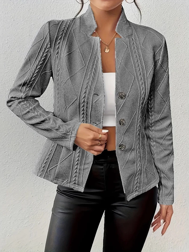 Elegant Grey Knitted Long Sleeve Button up Stand Collar Blouse Women's Casual Wear Versatile Slim Fit Perfect for Dates And D...
Elegant Grey Knitted Long Sleeve Button up Stand Collar Blouse Women's Casual Wear Versatile Slim Fit Perfect for Dates And D...