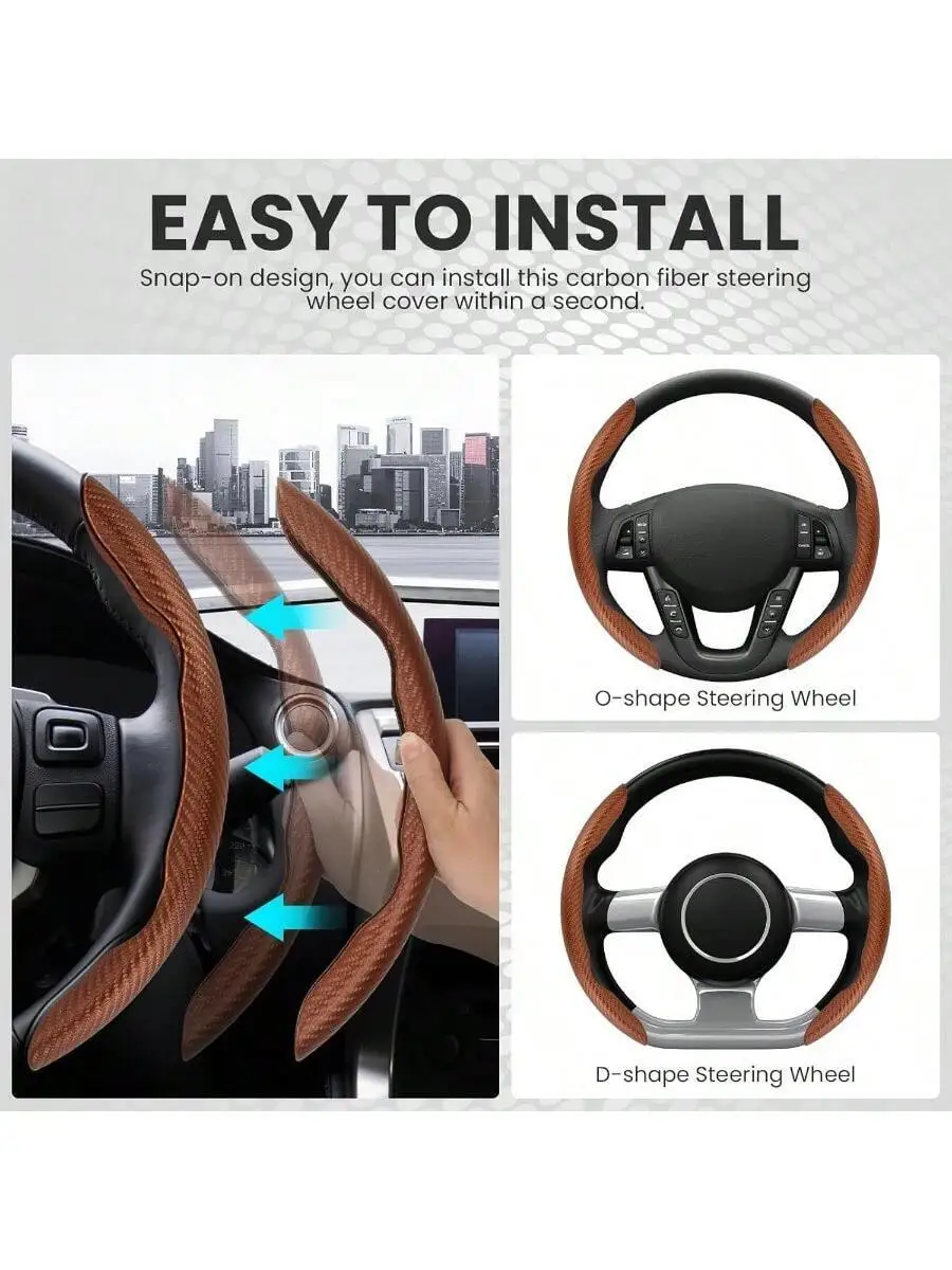 Universal Carbon Fiber Steering Wheel Cover Snap On Non Slip Brown For O Shape And D Shape Steering Wheels
Universal Carbon Fiber Steering Wheel Cover Snap On Non Slip Brown For O Shape And D Shape Steering Wheels