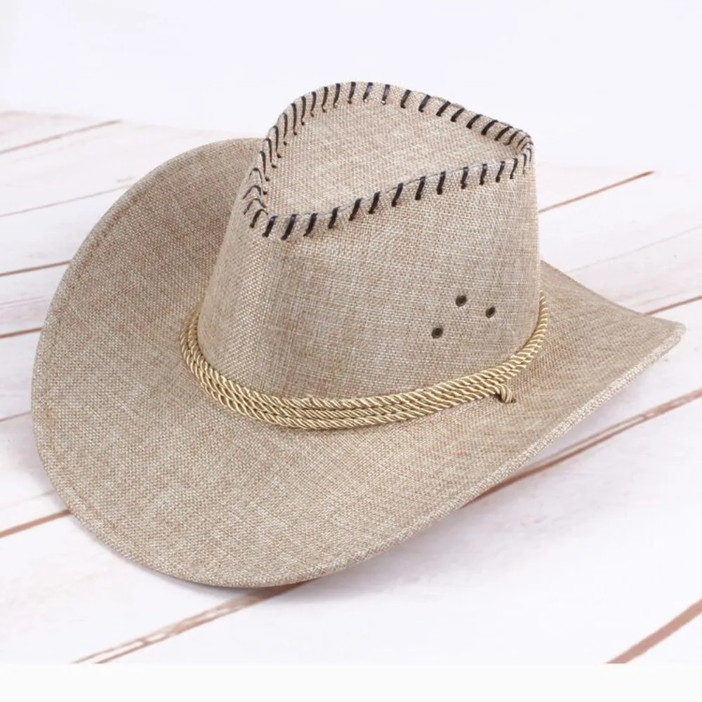 Cool Linen Western Cowboy Hat Beach Cap Climbing Hat Summer Sun Hat Wide Brim Outdoor Visor Cap Beach Sunscreen Cap Travel
Cool Linen Western Cowboy Hat Beach Cap Climbing Hat Summer Sun Hat Wide Brim Outdoor Visor Cap Beach Sunscreen Cap Travel