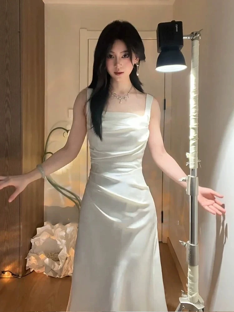 XZY Elegant Pleated Satin Wrap Dress Women's plus Size Summer High Waist Gown Formal Ceremony Dress Long Skirt French Style
XZY Elegant Pleated Satin Wrap Dress Women's plus Size Summer High Waist Gown Formal Ceremony Dress Long Skirt French Style