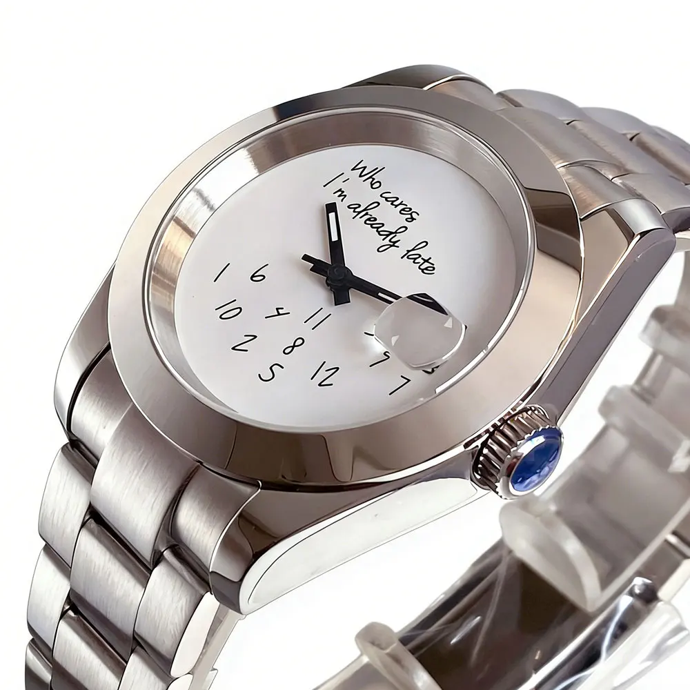 MIYOTA8215 PT5000 NH35A "Who Cares I'm Already Late" White Black Sapphire Glass 10ATM Waterproof Automatic Men's Watch 36mm 39mm
MIYOTA8215 PT5000 NH35A "Who Cares I'm Already Late" White Black Sapphire Glass 10ATM Waterproof Automatic Men's Watch 36mm 39mm