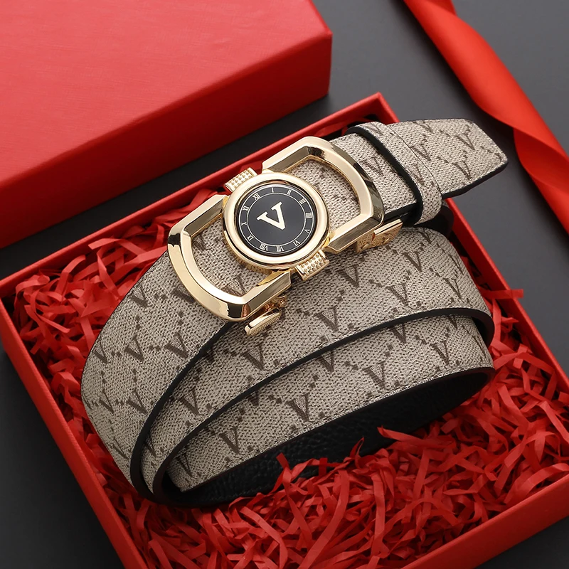 Luxury Style Men's Ratchet Belt, Classic V Pattern Print PU Leather Belt with Watch-Shape Automatic Buckle, Ideal Gift for Men
Luxury Style Men's Ratchet Belt, Classic V Pattern Print PU Leather Belt with Watch-Shape Automatic Buckle, Ideal Gift for Men