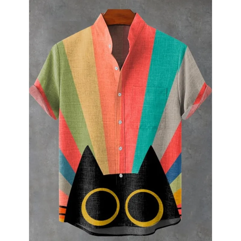 2025 Men's Summer Fashion Art Cartoon Cute Cat Pattern Printed Linen Short Sleeve Shirt Casual Comfortable Button Top
2025 Men's Summer Fashion Art Cartoon Cute Cat Pattern Printed Linen Short Sleeve Shirt Casual Comfortable Button Top