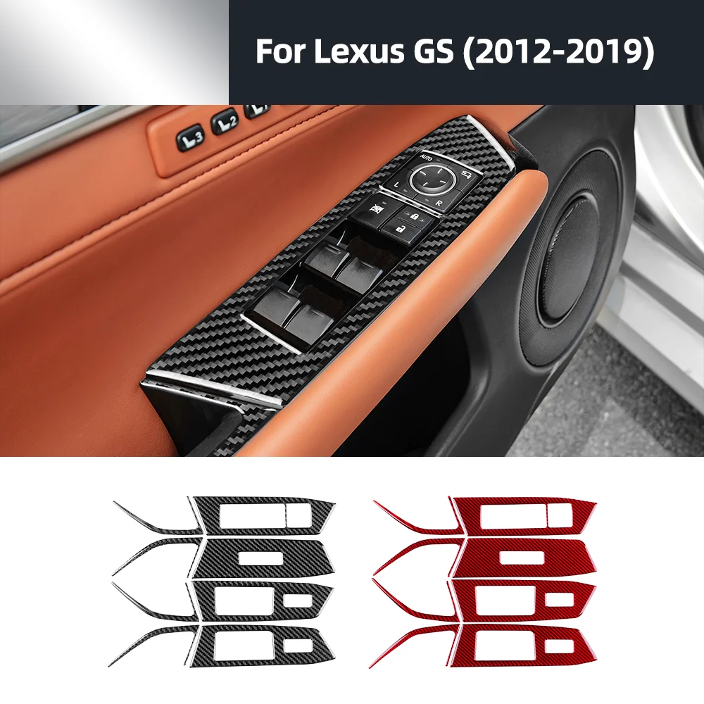 Car Window Switch Panel Frame Cover Real 3D Carbon Fiber Sticker for Lexus GS 2012-2019 LHD RHD Interior Upgrade Kit