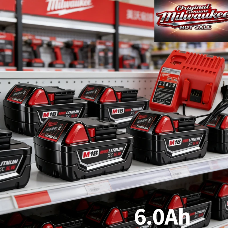6000mAh Original M18 Milwaukee 18V Battery M18B6 M18B5 Suitable for Milwaukee Power Tools Rechargeable Lithium Battery
6000mAh Original M18 Milwaukee 18V Battery M18B6 M18B5 Suitable for Milwaukee Power Tools Rechargeable Lithium Battery
