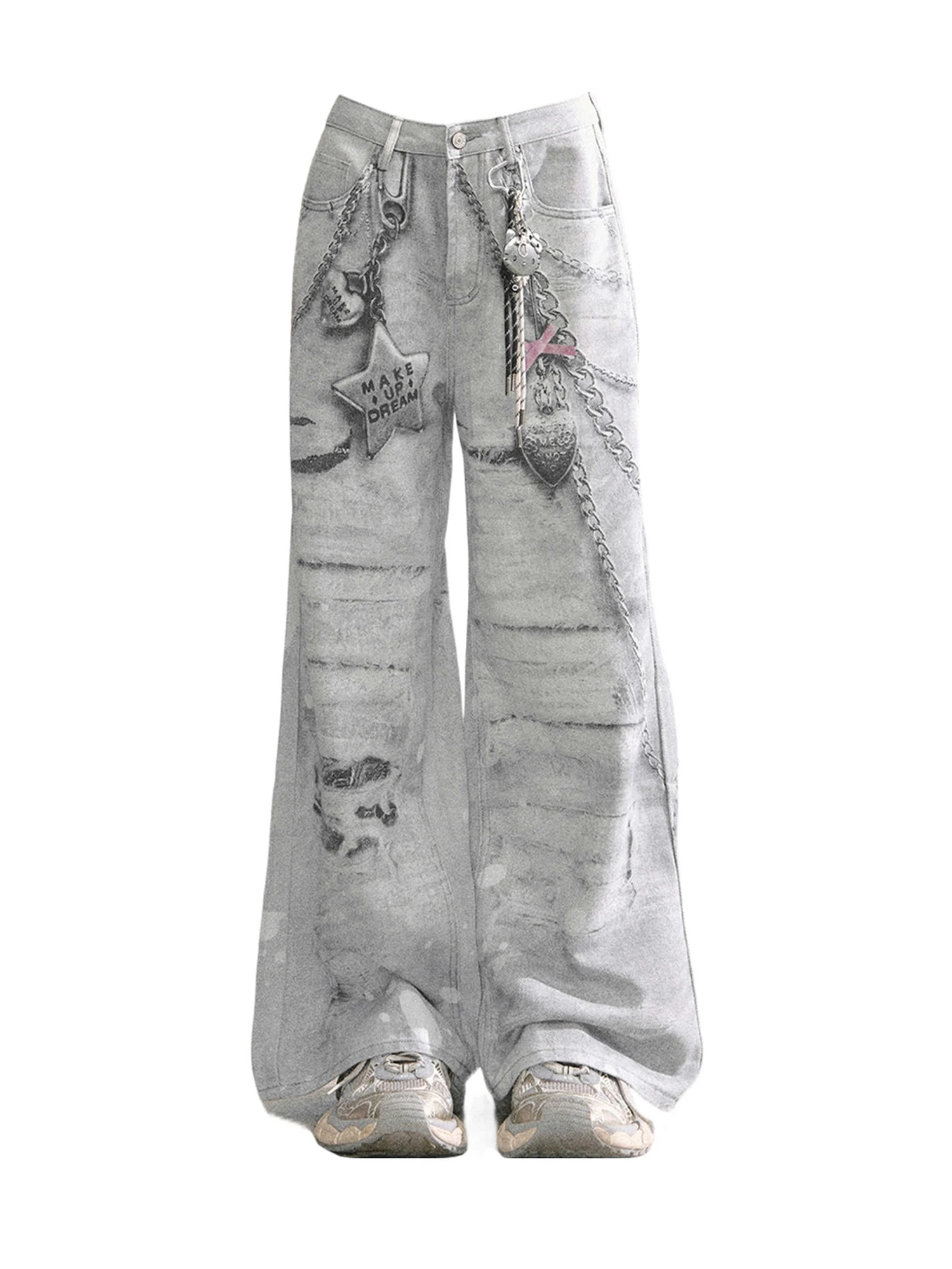 Women Light Grey Y2k Baggy Jeans Harajuku Vintage Graffiti Print Denim Trousers Japanese 2000s Style Grunge Jeans Pants Clothes
Women Light Grey Y2k Baggy Jeans Harajuku Vintage Graffiti Print Denim Trousers Japanese 2000s Style Grunge Jeans Pants Clothes
