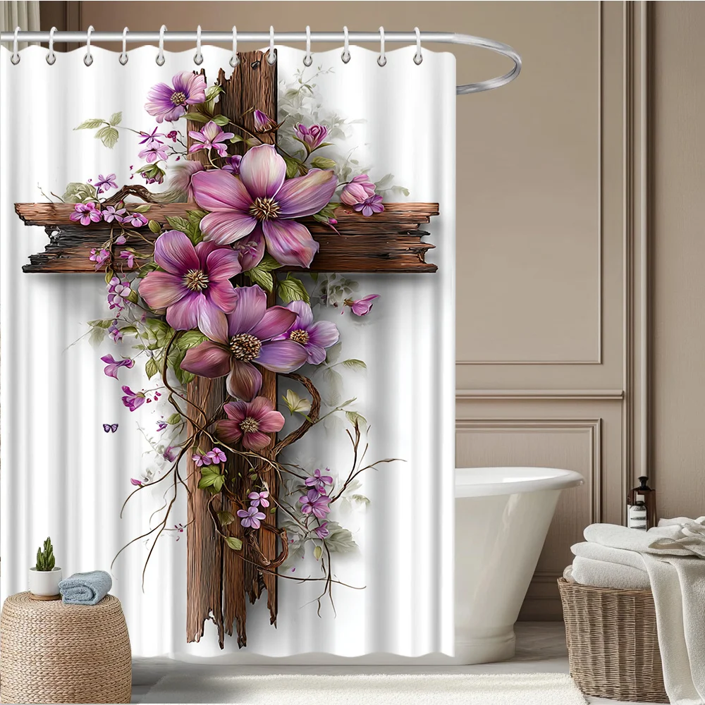 Elegant Floral Cross Shower Curtain Waterproof Botanical Bathroom Decor Cottagecore Wall Art Print Liner
Elegant Floral Cross Shower Curtain Waterproof Botanical Bathroom Decor Cottagecore Wall Art Print Liner