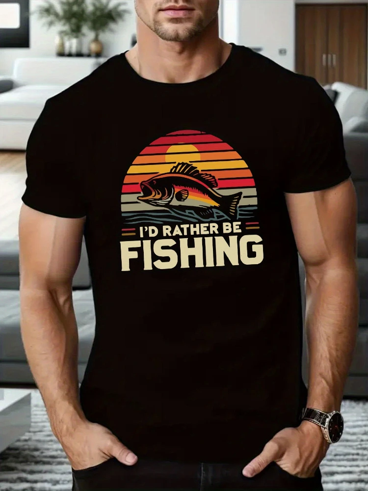 I'd Rather Be Fishing pattern design-100% cotton summer O-neck short sleeve casual printed men's T-shirt.
I'd Rather Be Fishing pattern design-100% cotton summer O-neck short sleeve casual printed men's T-shirt.