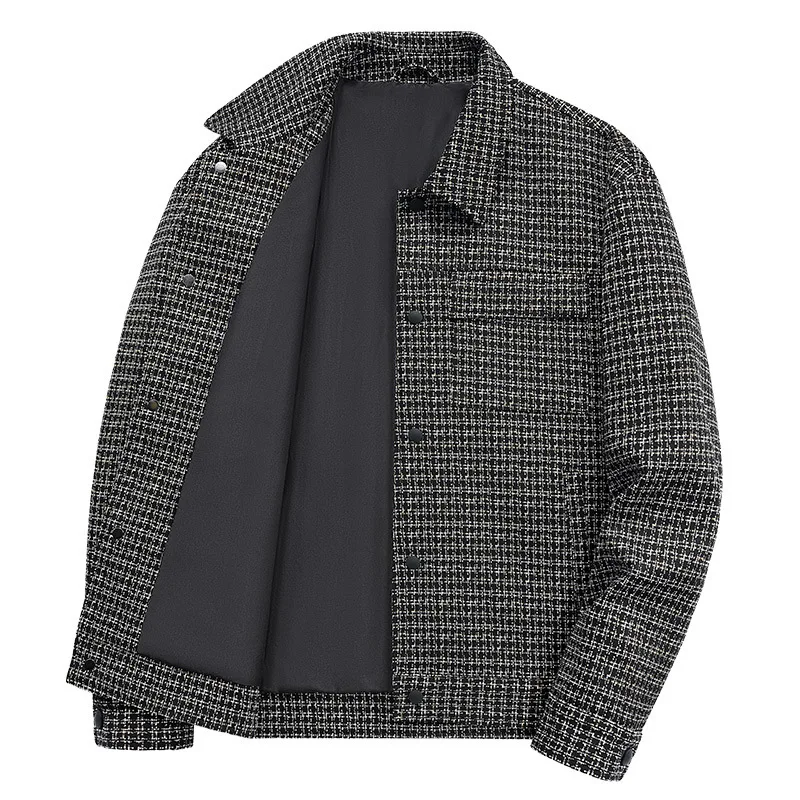 Mens Jacket Woven Plaid Turn-down Collar Casual Autumn and Winter Woolen Coat for Men
Mens Jacket Woven Plaid Turn-down Collar Casual Autumn and Winter Woolen Coat for Men