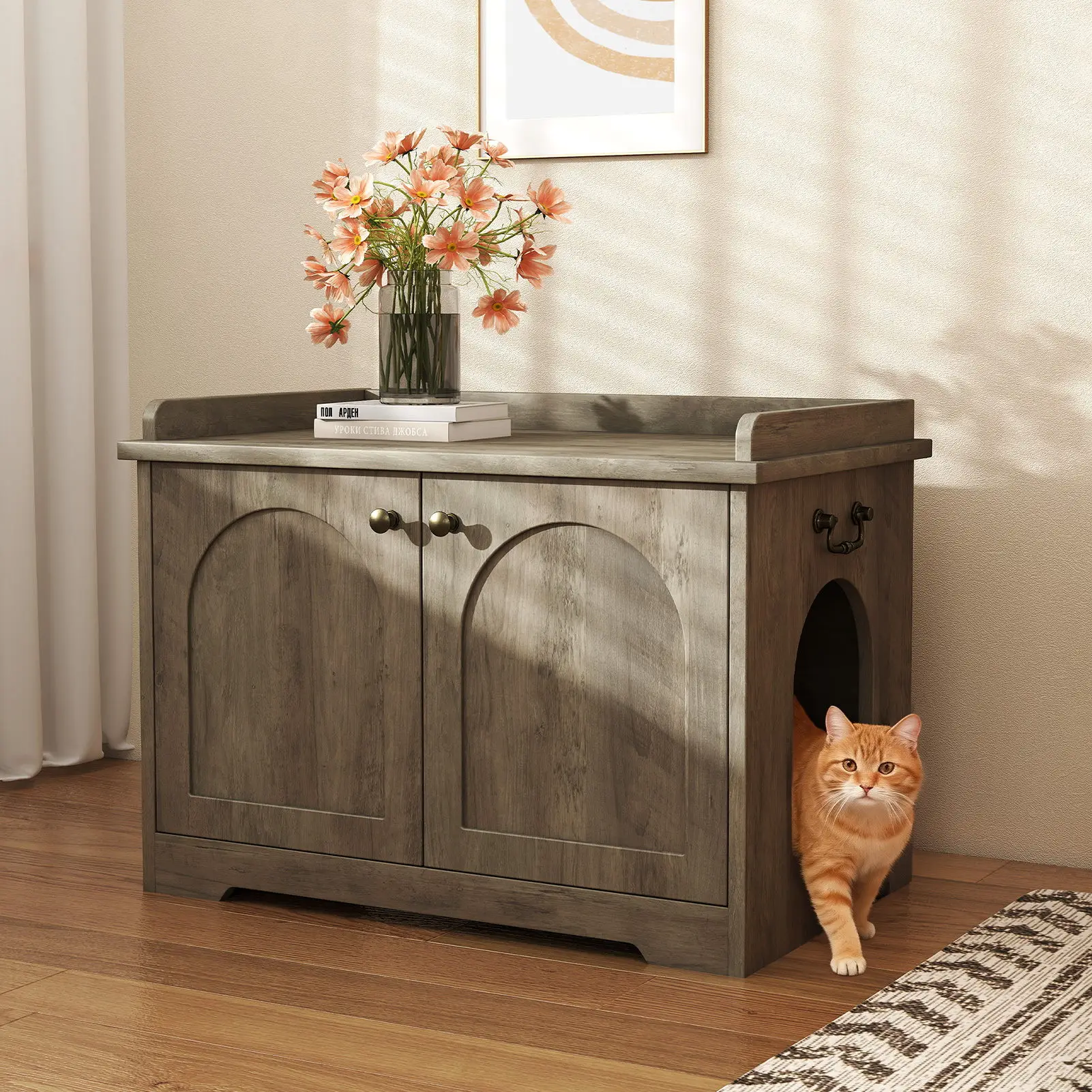 Cat Litter Box Enclosure Furniture with Scratching Pad Wooden Cat Washroom Pet House 31.5x22.05x19.69in
Cat Litter Box Enclosure Furniture with Scratching Pad Wooden Cat Washroom Pet House 31.5x22.05x19.69in