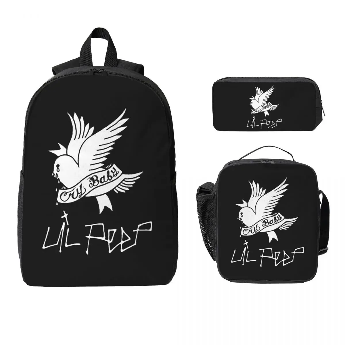 Logo Lil Peep Backpack Student Boys Girls BookBag School Bag Laptop Shoulder Bags 3ps Insulated Lunch Bag Pencil Case
Logo Lil Peep Backpack Student Boys Girls BookBag School Bag Laptop Shoulder Bags 3ps Insulated Lunch Bag Pencil Case