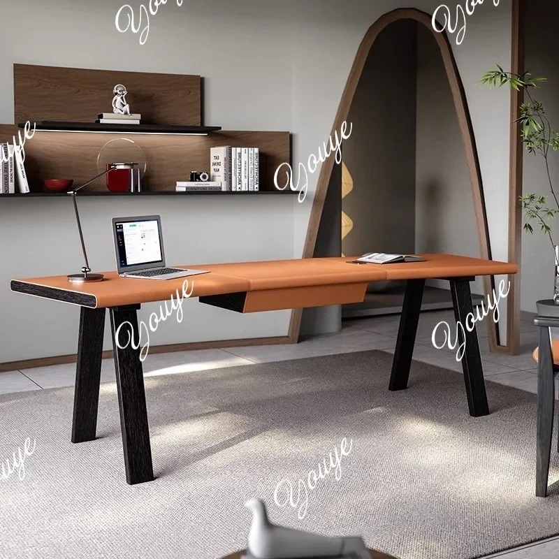 T Italian Minimalist Saddle Leather Solid Wood Desk Walnut Curved Desk Long Calligraphy Home Computer Desk
T Italian Minimalist Saddle Leather Solid Wood Desk Walnut Curved Desk Long Calligraphy Home Computer Desk