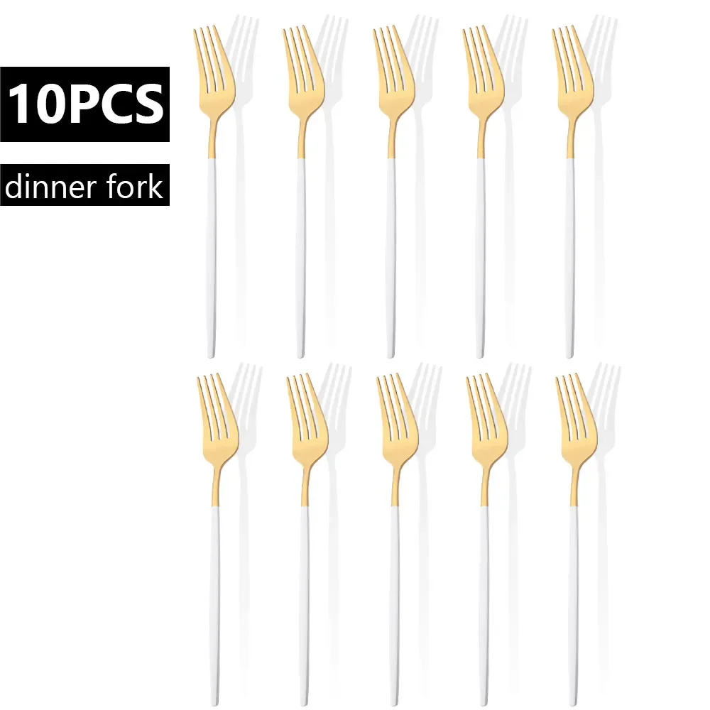 10Pcs Dinner Fork Tableware Set White Gold Dinnerware Stainless Steel Silverware Kitchen Party Flatware Dessert Fork Cutlery Set
10Pcs Dinner Fork Tableware Set White Gold Dinnerware Stainless Steel Silverware Kitchen Party Flatware Dessert Fork Cutlery Set