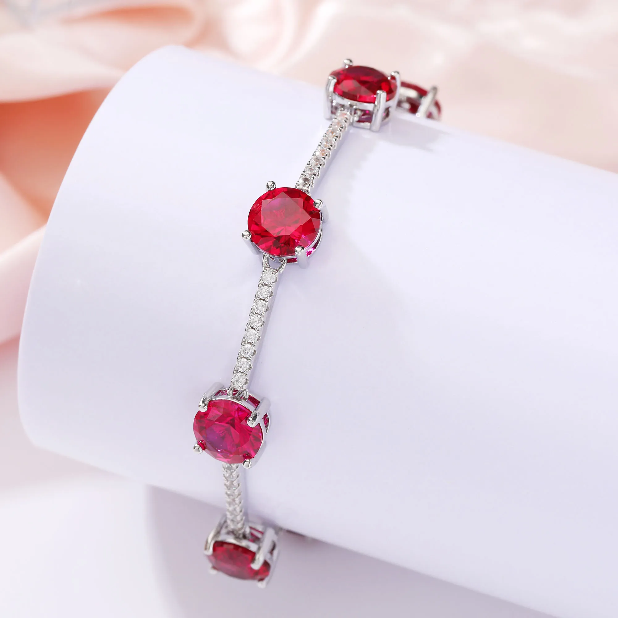Round Shape Fashion Red Zircon Bracelet Round Women's Gemstone Jewelry
Round Shape Fashion Red Zircon Bracelet Round Women's Gemstone Jewelry