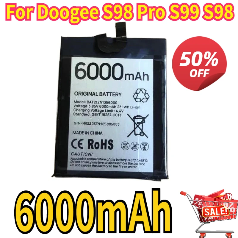 BAT21ZN1356000 Battery for Doogee S98 Pro S99 S98 Bateria 6.3" 6000mAh Mobile Phone Accessories
BAT21ZN1356000 Battery for Doogee S98 Pro S99 S98 Bateria 6.3" 6000mAh Mobile Phone Accessories