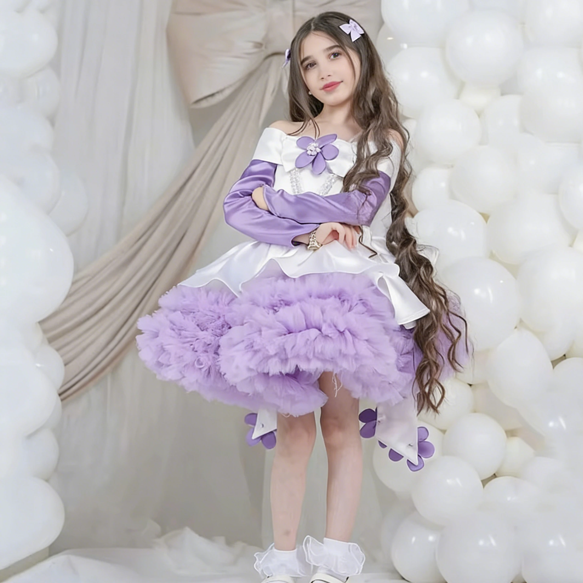 Customized Purple Flower Girl Dress for Wedding Pearls Long Sleeve Knee Length Elegant Kids Birthday First Communion Gown
Customized Purple Flower Girl Dress for Wedding Pearls Long Sleeve Knee Length Elegant Kids Birthday First Communion Gown