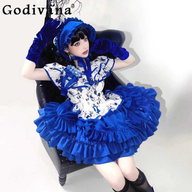 Хэллоуин Cos Sweet Cool Женская одежда Harajuku Готическая Лолита Топ с принтом Торт Юбка Комплект из 2 предметов Платье с разрезом во французском стиле суда 
Хэллоуин Cos Sweet Cool Женская одежда Harajuku Готическая Лолита Топ с принтом Торт Юбка Комплект из 2 предметов Платье с разрезом во французском стиле суда