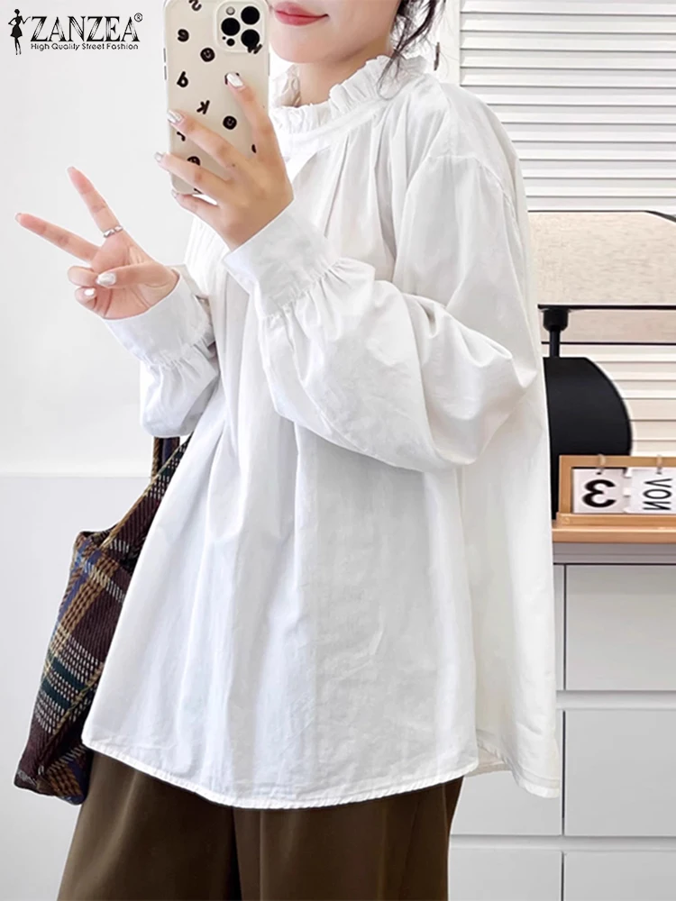 ZANZEA 2023, весенняя женская блузка Blusas Mujer, плиссированная свободная повседневная уличная одежда, блузка с воротником-стойкой, однотонные модные топы с рукавами-фонариками
ZANZEA 2023, весенняя женская блузка Blusas Mujer, плиссированная свободная повседневная уличная одежда, блузка с воротником-стойкой, однотонные модные топы с рукавами-фонариками