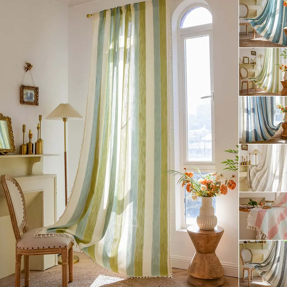 1PC Boho Stripe Tassel Curtain Rod Pocket Semi Blackout Curtain for Kitchen Bedroom Bay Window Cabinet Home Decor 가림막 커튼 Vorhang
1PC Boho Stripe Tassel Curtain Rod Pocket Semi Blackout Curtain for Kitchen Bedroom Bay Window Cabinet Home Decor 가림막 커튼 Vorhang