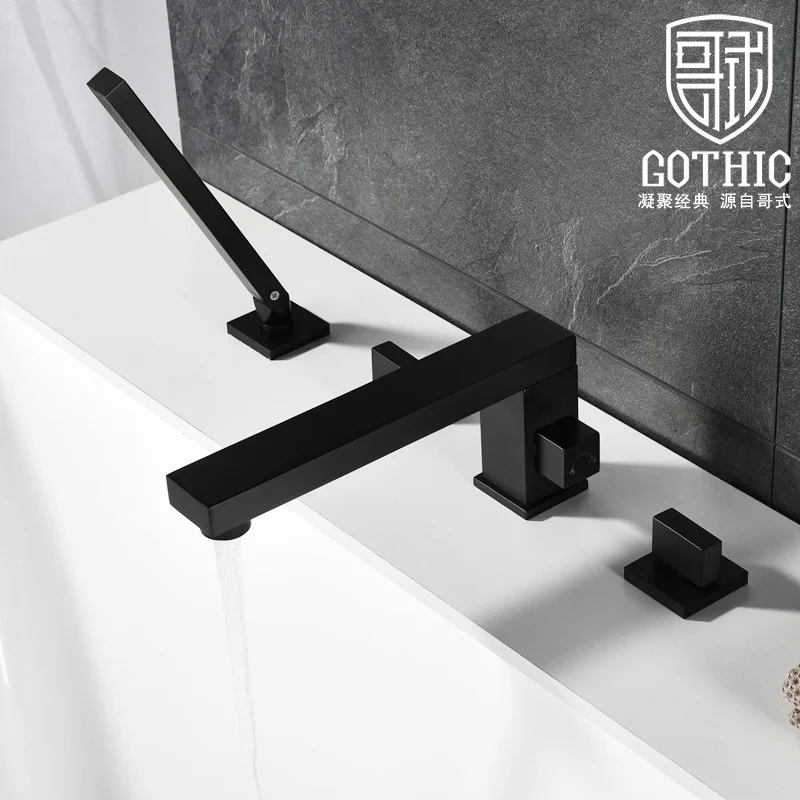 Gothic Black Three Hole Bathtub Faucet Solid Brass Cold And Hot Water Mixer Tap Bathroom Shower Faucet With Put Out Shower Hand
Gothic Black Three Hole Bathtub Faucet Solid Brass Cold And Hot Water Mixer Tap Bathroom Shower Faucet With Put Out Shower Hand