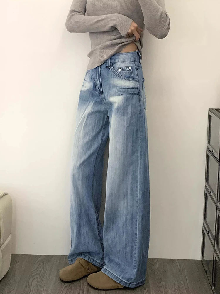 Женские широкие джинсы с высокой талией, свободные брюки прямого кроя, осеннее новое поступление, большие размеры, эффект похудения 
Женские широкие джинсы с высокой талией, свободные брюки прямого кроя, осеннее новое поступление, большие размеры, эффект похудения