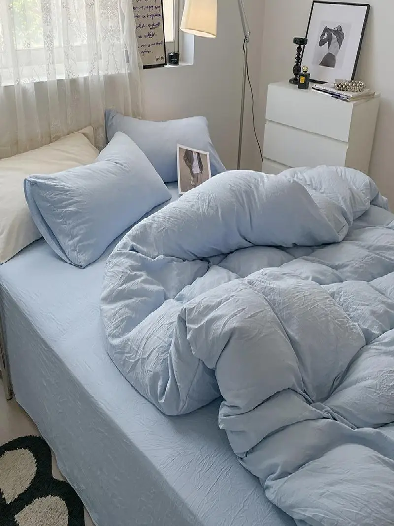 New Double Color Washed Cotton Bedding Set Dormitory Three Piece Bed Canopy Cover Four Piece Set Bedding Accessories
New Double Color Washed Cotton Bedding Set Dormitory Three Piece Bed Canopy Cover Four Piece Set Bedding Accessories