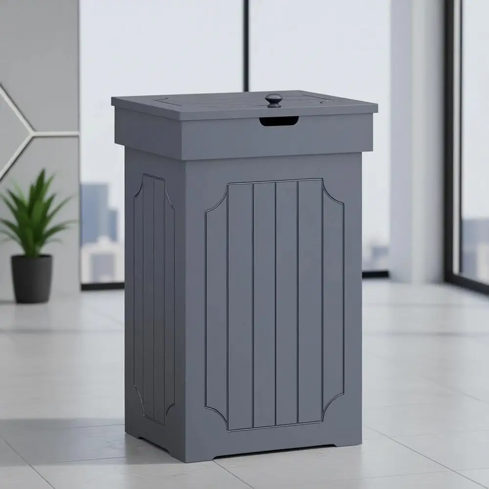 13 Gallon Wood Kitchen Trash Can with Lid, Grey, for Home and Bathroom Use
13 Gallon Wood Kitchen Trash Can with Lid, Grey, for Home and Bathroom Use
