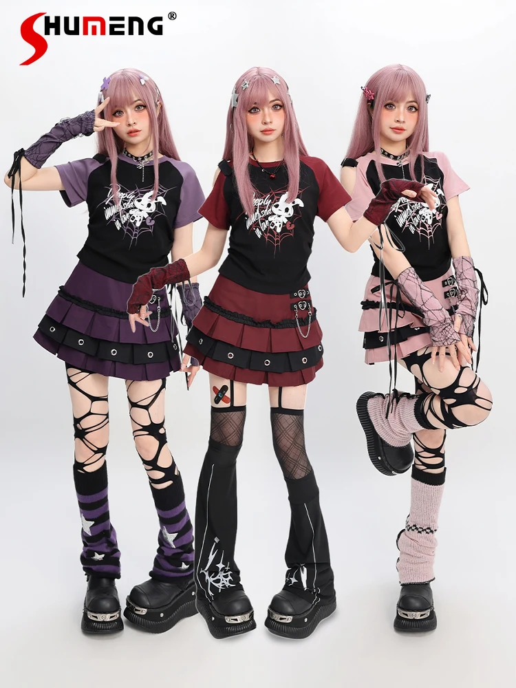 Japanese Subculture Punk Style Off-shoulder Removable Long-sleeved Y2K Top T-shirt High Waist Pleated Skirt Two-piece Sets Women
Japanese Subculture Punk Style Off-shoulder Removable Long-sleeved Y2K Top T-shirt High Waist Pleated Skirt Two-piece Sets Women