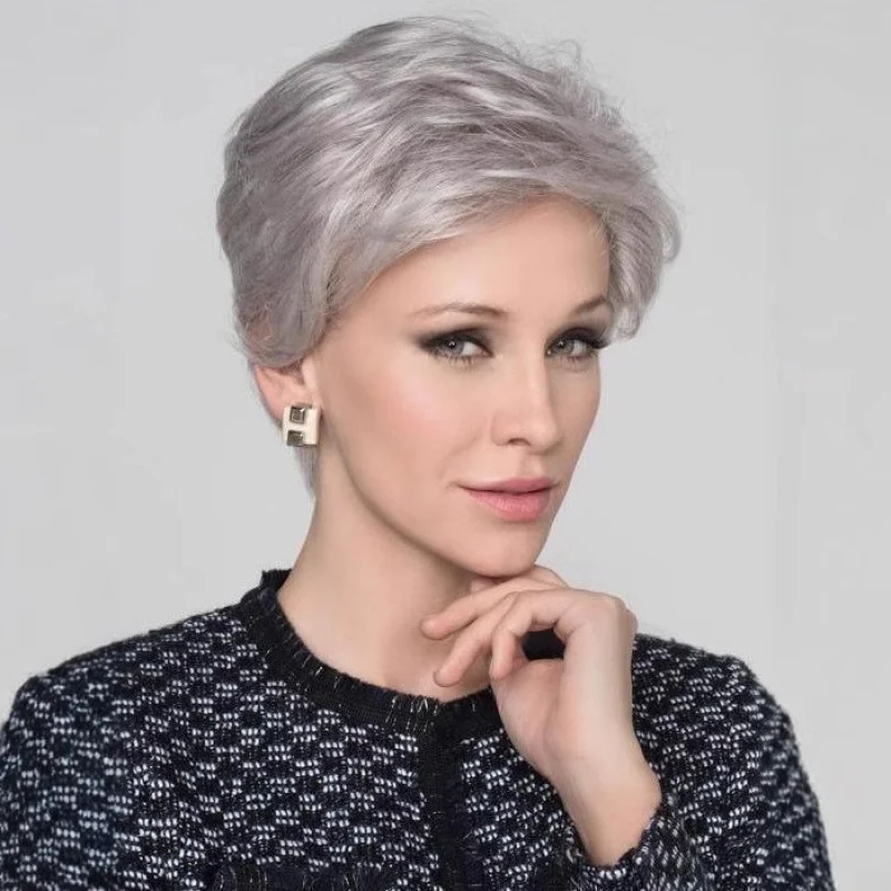 straight wig elderly women, European and American style, silver-gray headpiece, short curly hair for middle-aged
straight wig elderly women, European and American style, silver-gray headpiece, short curly hair for middle-aged