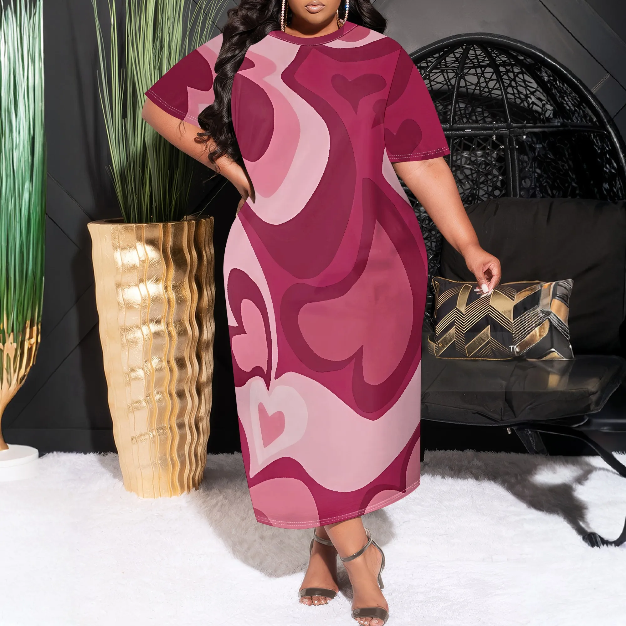 Plus Size Pullover Sexy Short Sleeve Neck Loose Long Dress for Women Fashion Printed Summer Casual Maxi Dresses with pockets
Plus Size Pullover Sexy Short Sleeve Neck Loose Long Dress for Women Fashion Printed Summer Casual Maxi Dresses with pockets