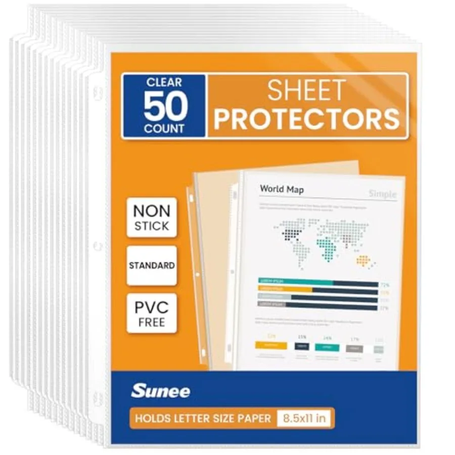Sheet Protectors Packs for 3 Ring Binder, 8.5x11 Clear Plastic Page Sleeves for Paper, Documents, Certificate, Sheet Music, Rec
Sheet Protectors Packs for 3 Ring Binder, 8.5x11 Clear Plastic Page Sleeves for Paper, Documents, Certificate, Sheet Music, Rec