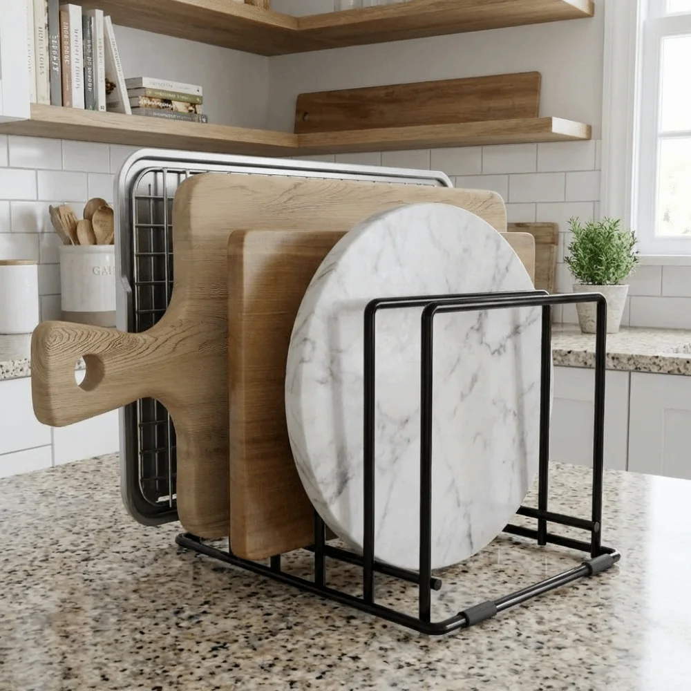 Iron 5 Slots Divided Rack Rust-Resistant Space Saving Cutting Board Storage Rack Heavy Duty with Anti-Slip Feet Cookware Holder
Iron 5 Slots Divided Rack Rust-Resistant Space Saving Cutting Board Storage Rack Heavy Duty with Anti-Slip Feet Cookware Holder
