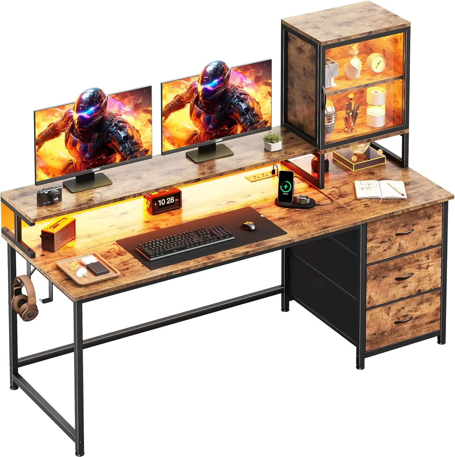 55 Inch Computer Desk with Hutch Cabinet To Display, Gaming Desk with Power Outlets & RGB Light, Home Office Desks With
55 Inch Computer Desk with Hutch Cabinet To Display, Gaming Desk with Power Outlets & RGB Light, Home Office Desks With