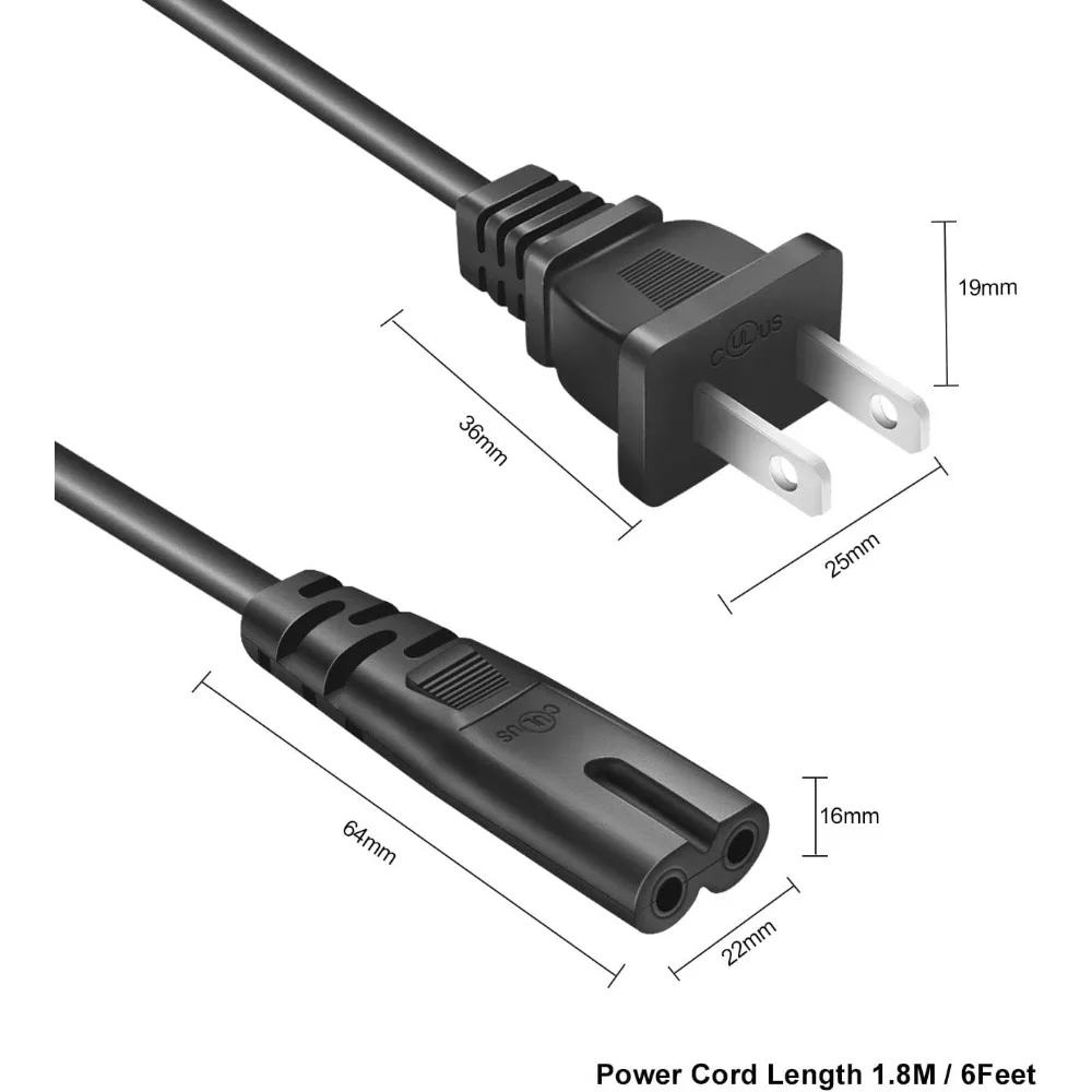 AC Power Cord Universal 2 Prong Power Cable(See Details for More Compatible Device Models)
AC Power Cord Universal 2 Prong Power Cable(See Details for More Compatible Device Models)