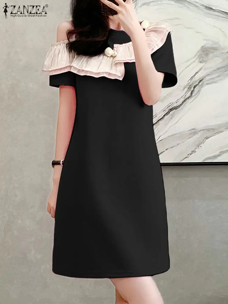 ZANZEA Casual Holiday Vestidos Fashion Contrast Color Dress Summer Elegant Party Sundress Female Short Sleeve O-Neck Midi Robe
ZANZEA Casual Holiday Vestidos Fashion Contrast Color Dress Summer Elegant Party Sundress Female Short Sleeve O-Neck Midi Robe