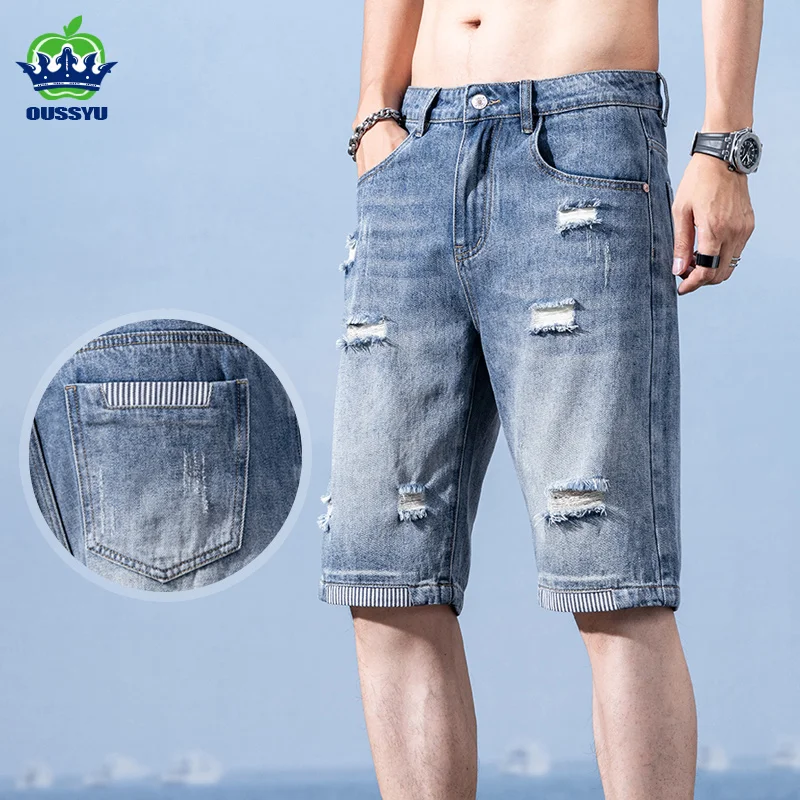 2025 Summer Men's Hole Ripped Denim Shorts Casual Straight Retro Blue Biker Cotton Short Pants Male Holiday Streetwear Clothing
2025 Summer Men's Hole Ripped Denim Shorts Casual Straight Retro Blue Biker Cotton Short Pants Male Holiday Streetwear Clothing