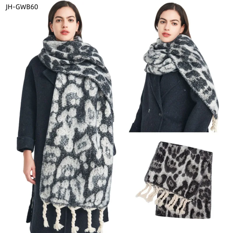 Women Fashion Thick Warm Leopard Print Scarf Winter Jacquard Loop Yarn Shawl Knotted Fringe Autumn Cold Weather Accessories
Women Fashion Thick Warm Leopard Print Scarf Winter Jacquard Loop Yarn Shawl Knotted Fringe Autumn Cold Weather Accessories