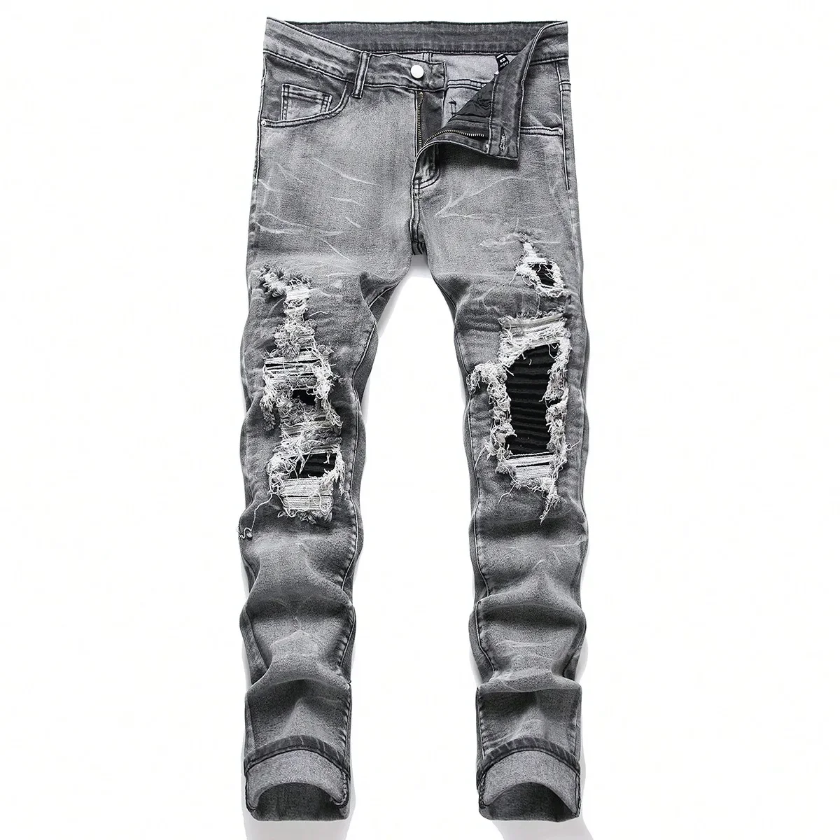 Men‘s Stretchy Denim Jeans Streetwear Tearing Patchwork Holes Ripped Denim Elastic Waist Casual Pants Slim fit Straight Trousers
Men‘s Stretchy Denim Jeans Streetwear Tearing Patchwork Holes Ripped Denim Elastic Waist Casual Pants Slim fit Straight Trousers
