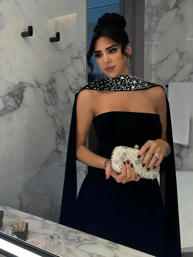 Customized Elegant Black Prom Dress Women's Strapless Beaded Diamond Evening Gown Ankle Length Formal Occasion Gowns
Customized Elegant Black Prom Dress Women's Strapless Beaded Diamond Evening Gown Ankle Length Formal Occasion Gowns