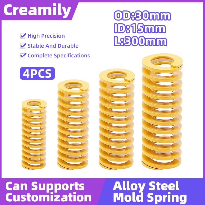 Creamily 4PCS Yellow Mold Die Springs Small Load Spiral Stamping Compression Alloy Steel Springs OD30mm ID15mm Length=300mm
Creamily 4PCS Yellow Mold Die Springs Small Load Spiral Stamping Compression Alloy Steel Springs OD30mm ID15mm Length=300mm